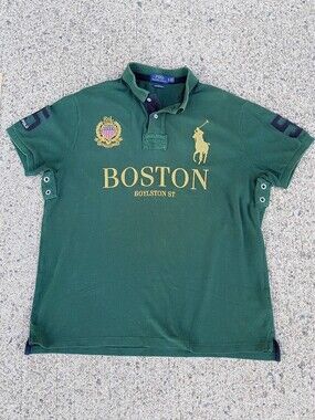 Polo Ralph Lauren Green Polo with Gold  Boston Crest